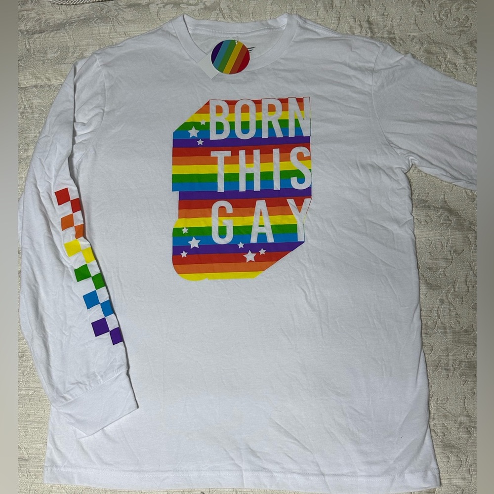 Born This Gay Cotton Long Sleeve Tshirt L